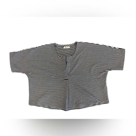 Madewell Crop EUC Striped White/Black Size Medium - Picture 5 of 8